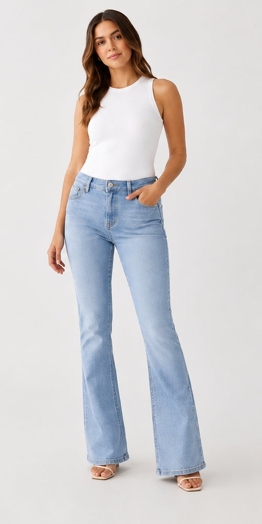 Levi's 726 Flare Women's Jeans Light Wash Size 28 – model wearing