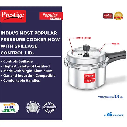Prestige 3L Aluminium Pressure Cooker Silver, additional product view 7