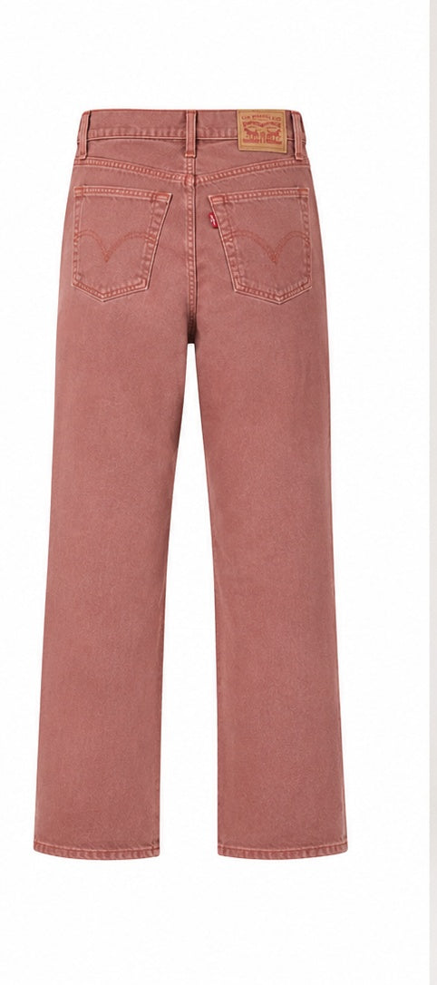 Levi's Ribcage Straight Ankle Women's Jeans Dusty Rose Terracotta Size 25 – back view