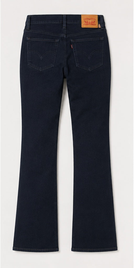 Levi's 315 Shaping Bootcut Women's Jeans dark navy back view – mid rise tummy slimming bootcut denim size 28