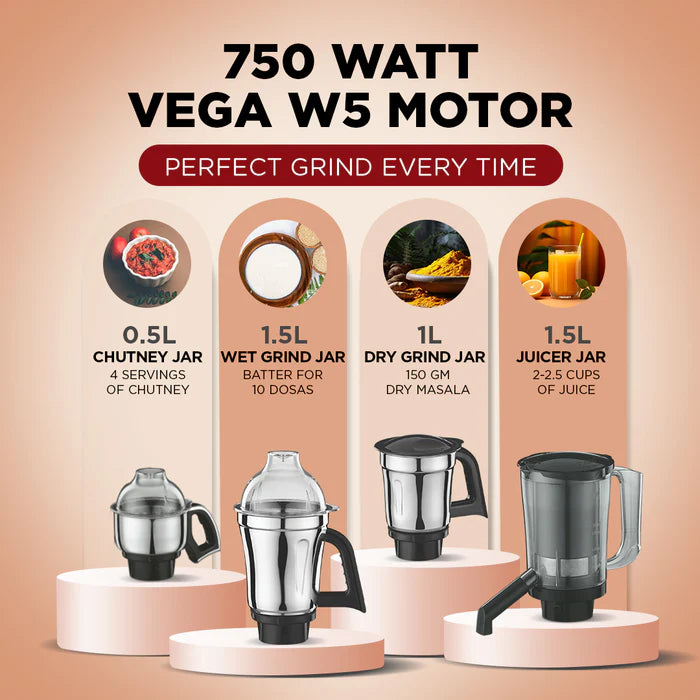 Preethi Zodiac Mixer Grinder 750W Black, additional product view 4