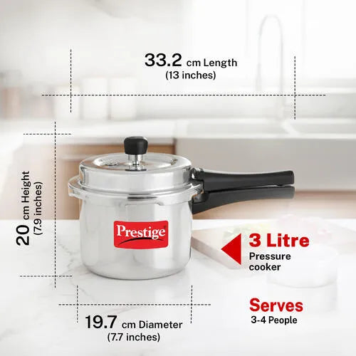 Prestige 3L Aluminium Pressure Cooker Silver, additional product view 3