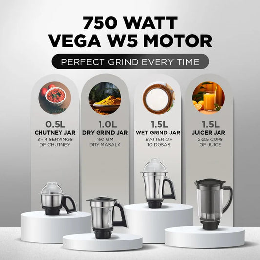 Preethi Steele Supreme Mixer Grinder 750W Grey, additional product view 2