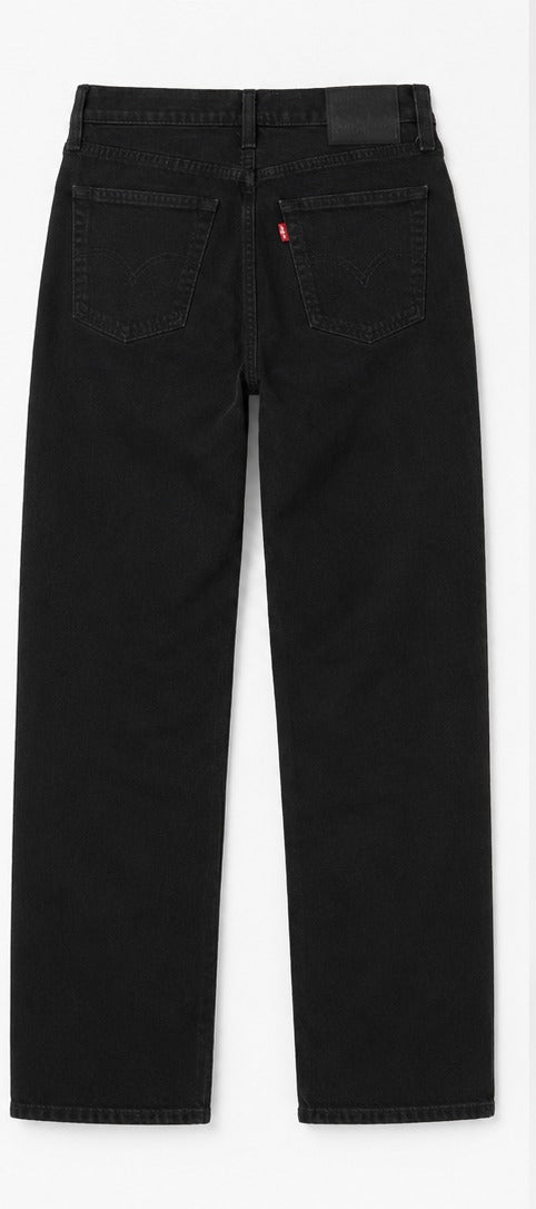 Levi's '94 Baggy black wash back view – women's mid rise loose straight leg denim size 28