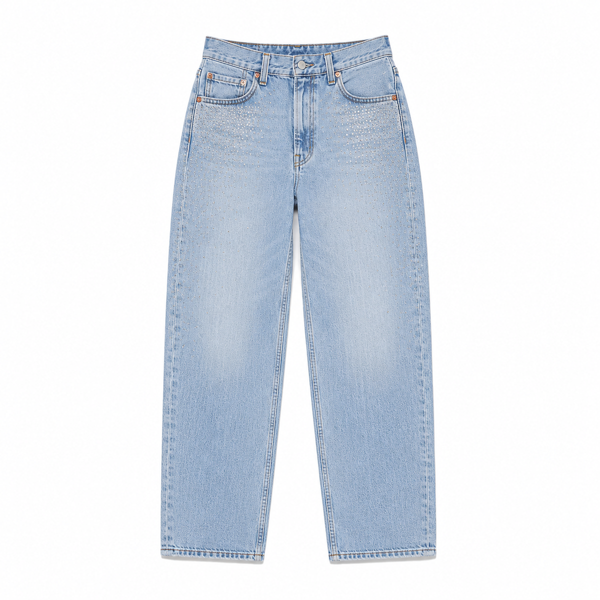 Levi's '94 Baggy light blue rhinestone size 28, front flat lay