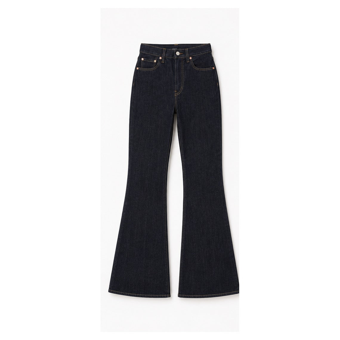 Levi's Ribcage Bell dark indigo size 26, front flat lay