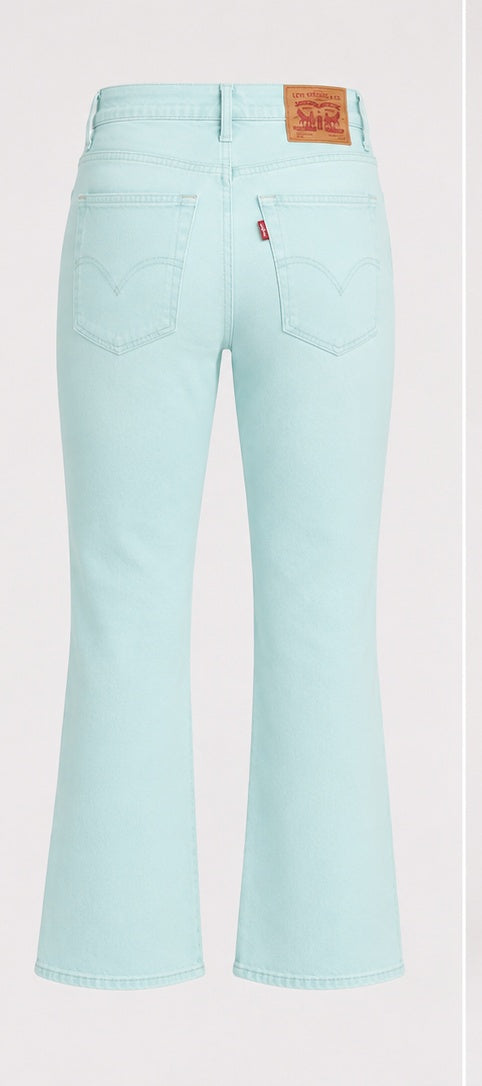 Levi's Ribcage Straight Ankle Women's Jeans mint turquoise back view – super high rise straight leg denim size 13