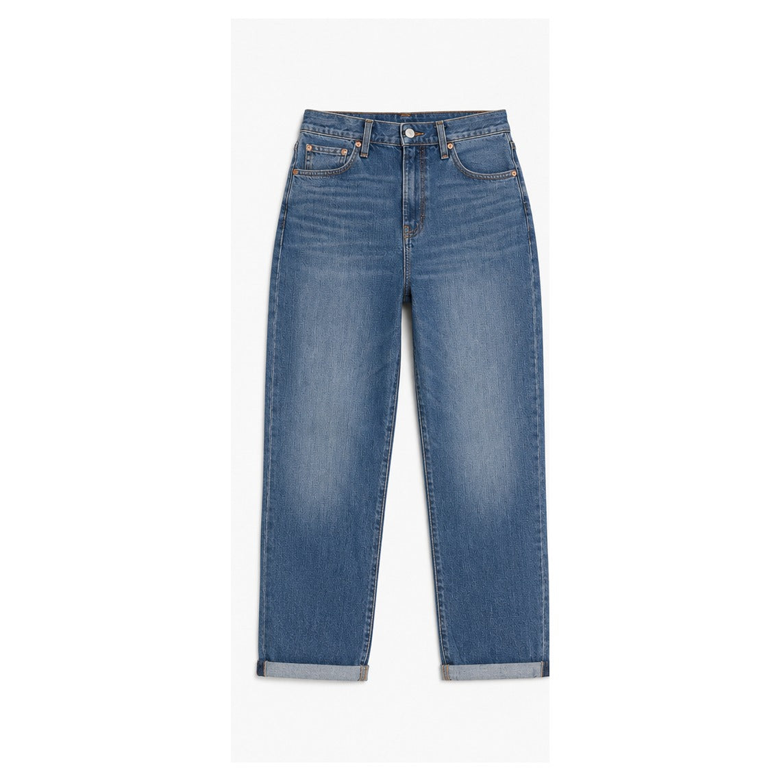 Levi's Ribcage Straight Ankle selvedge light blue size 28, front flat lay