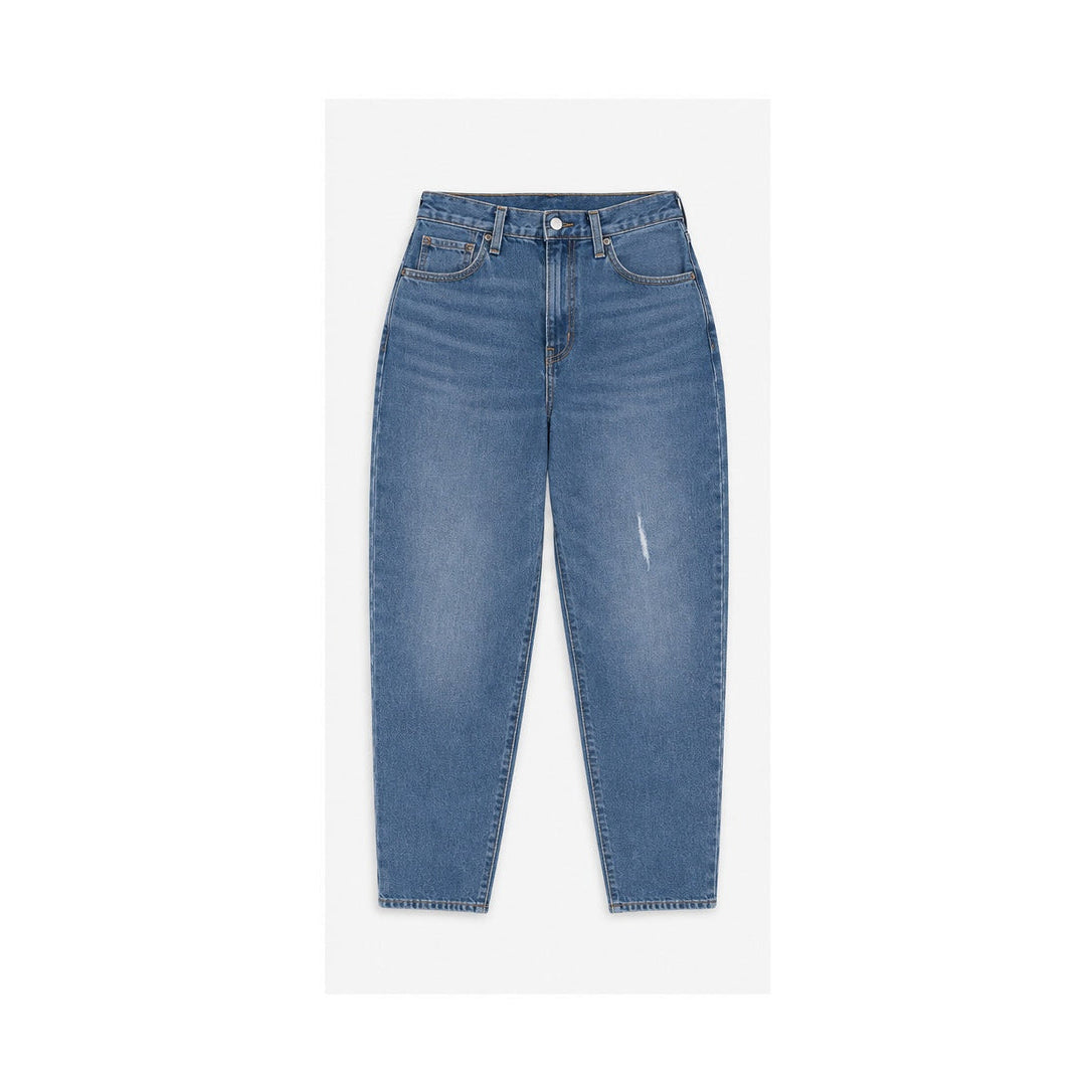 Levi's High Loose Taper mid blue size 28, front flat lay