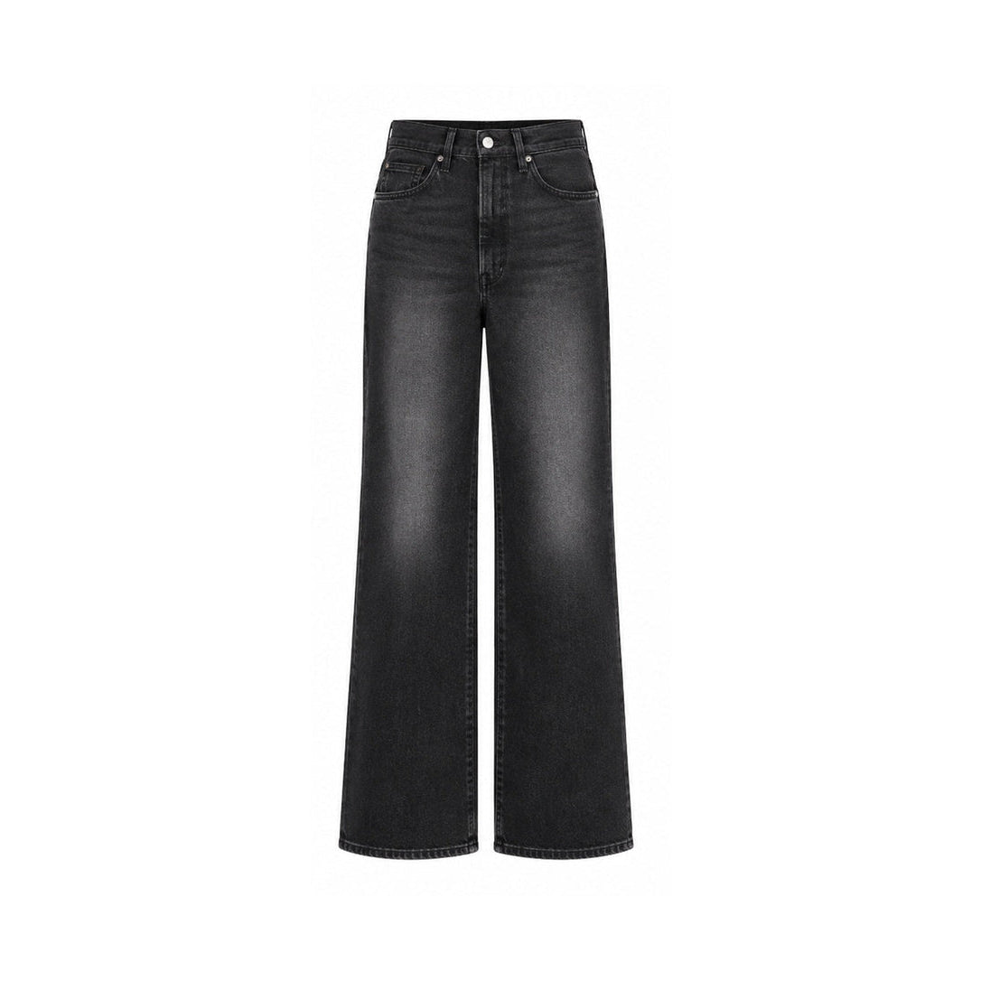 Levi's Ribcage Wide Leg faded black size 24, front flat lay