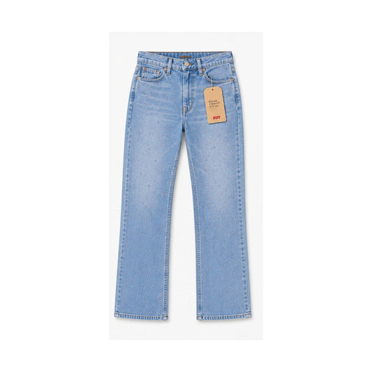 Levi's Wedgie Straight light blue rhinestone size 28, front flat lay