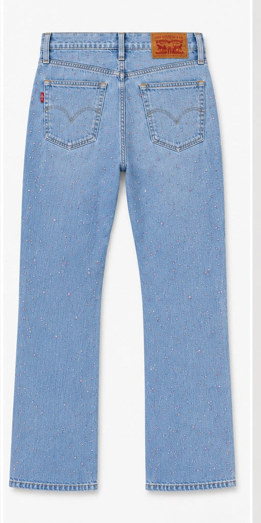 Levi's Wedgie Straight Women's Jeans Light Blue Rhinestone Size 28 – back view